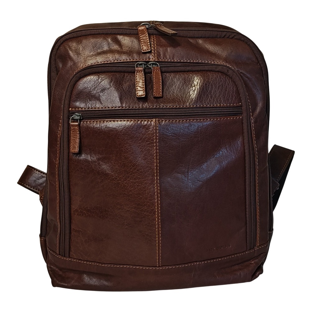 Jack Georges Leather Backpack Brown Voyager Tech Professional Commuter Bag